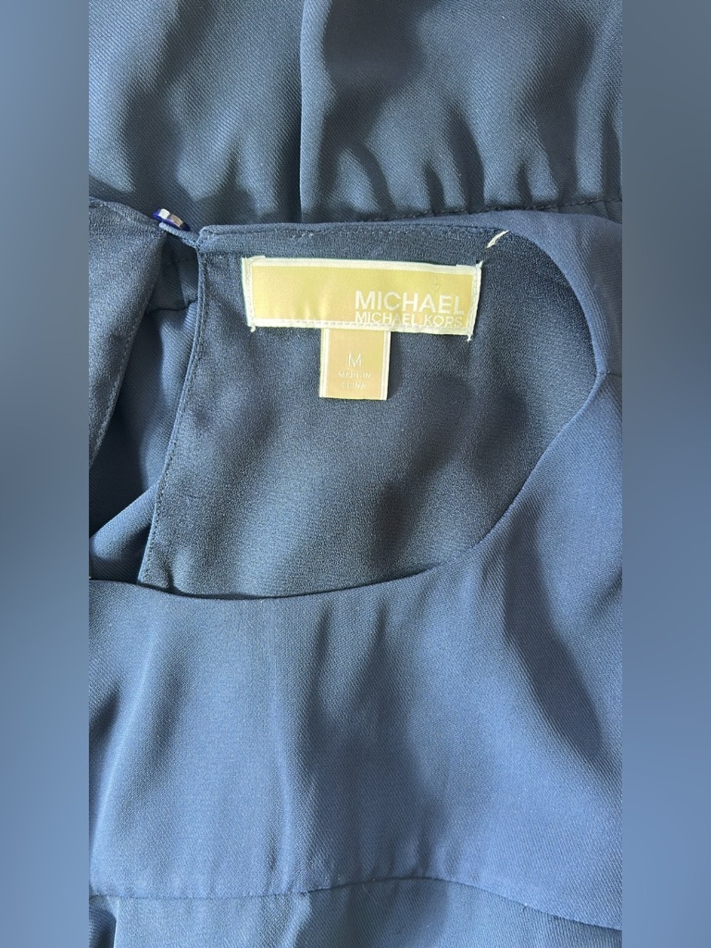 Michael Kors Dress Knee Length Medium Women’s Blue Chiffon Ruffle Long Sleeve - Picture 3 of 12